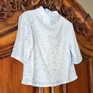 Elegant Silver Sequin Women's Top